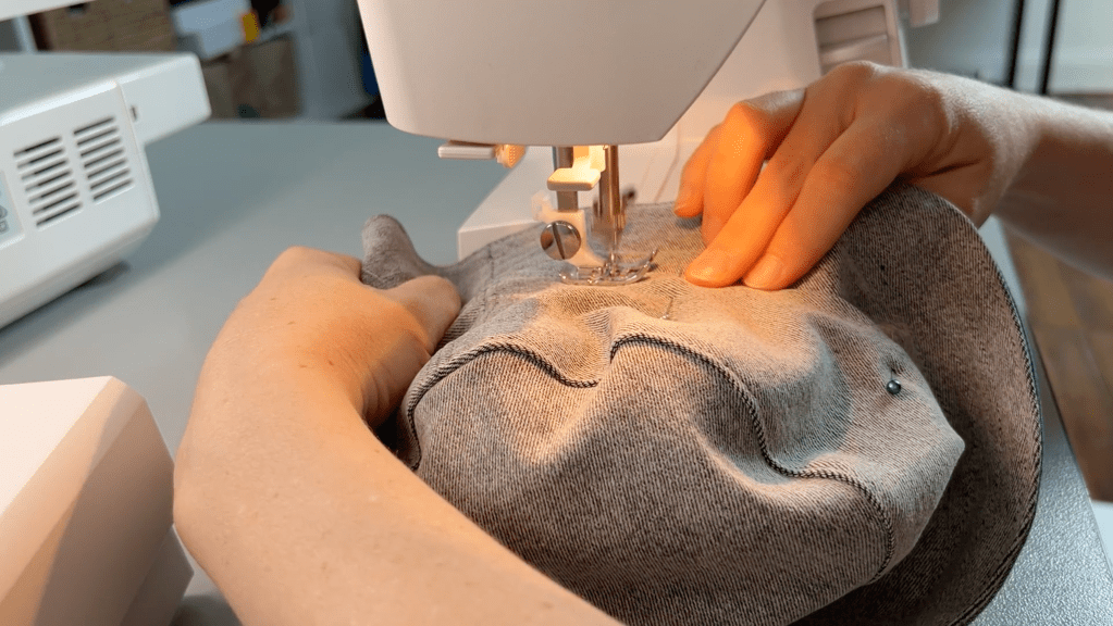 How to make a bucket hat - join brim and hat tops together