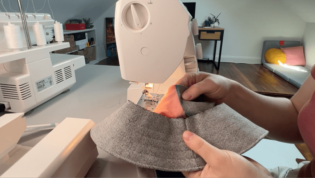 How to make a bucket hat - join brim and hat tops together